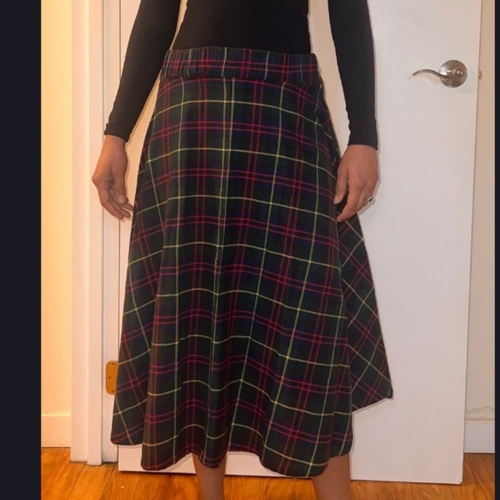 Red and black checked skirt